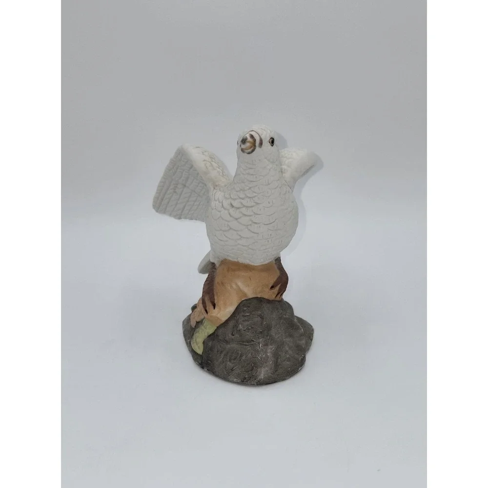 Vintage White Dove Bird Figurine Ceramic Sculpture Nature Woodland Decor
